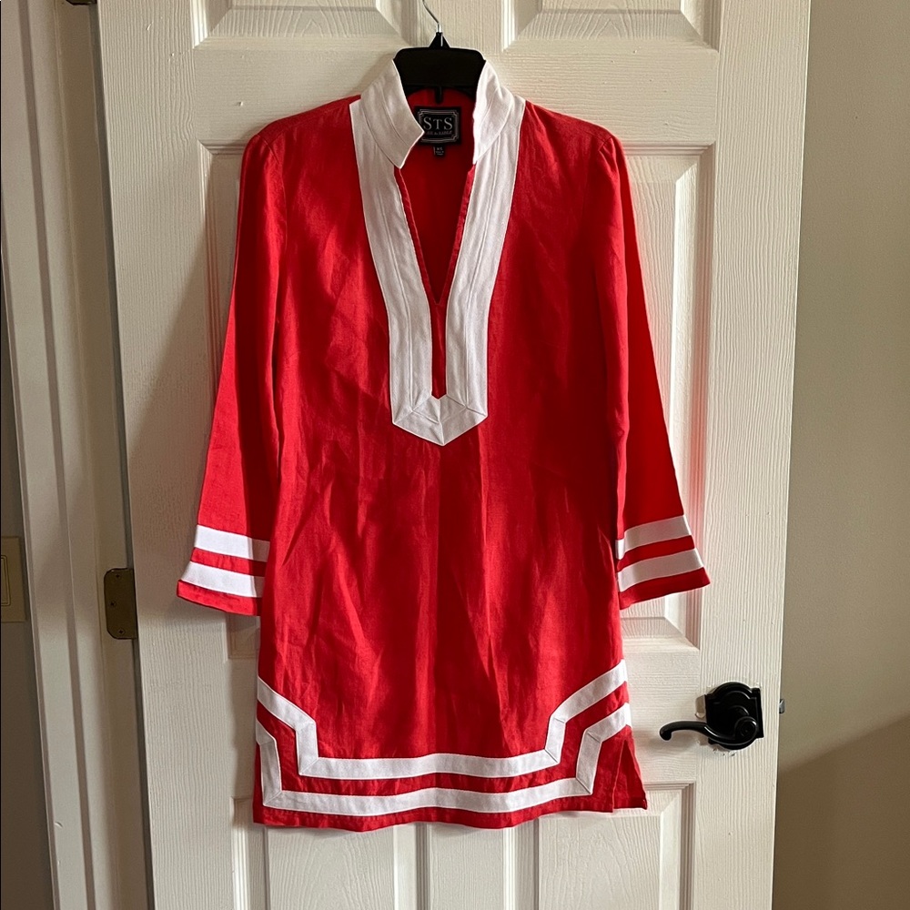 Sail to Sable Vibrant Bright Coral Tunic Dress